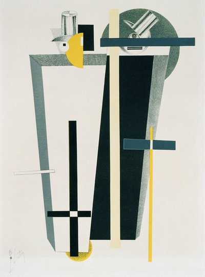 Composición abstracta en gris, amarillo y negro de Eliezer Markowich Lissitzky
